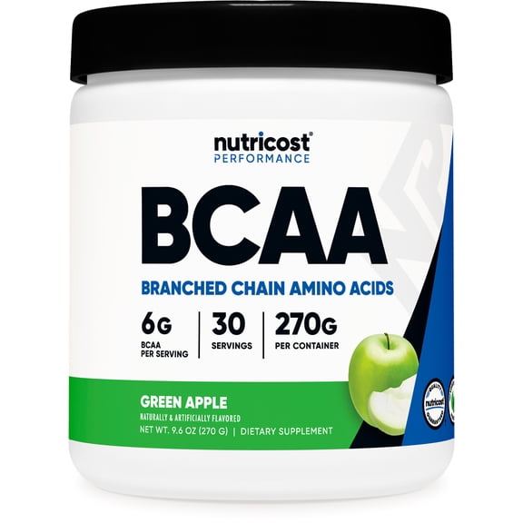 Nutricost BCAA Powder 2:1:1 (Green Apple) 30 Servings - Branched Chain Amino Acids Supplement