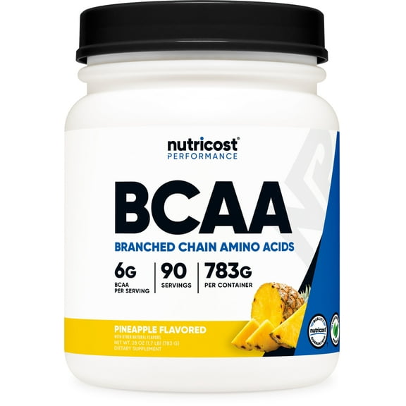 Nutricost BCAA Powder- 2:1:1 (Pineapple) 90 Servings - Non-GMO Amino Acid