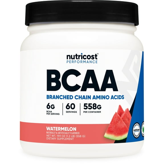 Nutricost BCAA Powder 2:1:1 (Watermelon) 60 Servings - Non-GMO Amino Acids
