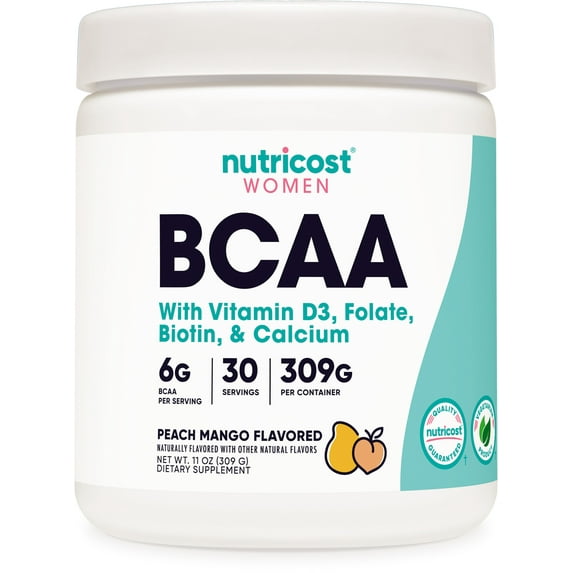 Nutricost BCAA for Women (Peach Mango) 30 Servings - Non-GMO & Gluten-Free Amino Acids