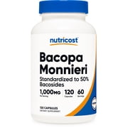Nutricost Bacopa Monnieri 1,000mg, 120 Capsules 60 Servings Off-White- Non-GMO Supplement