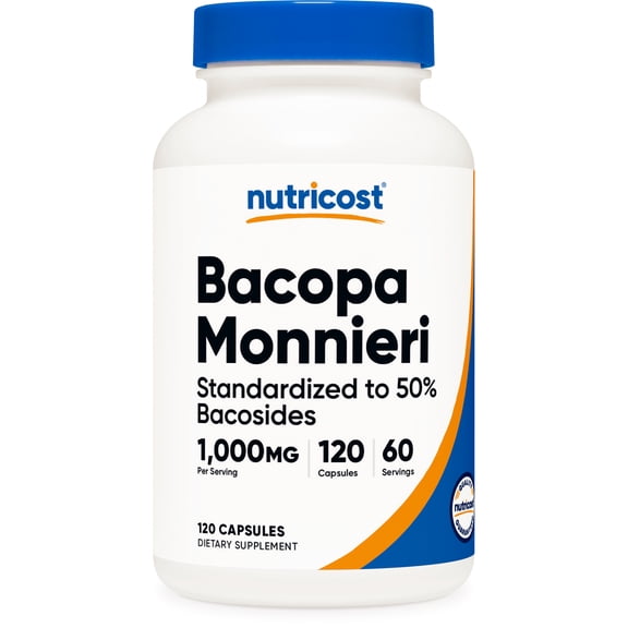 Nutricost Bacopa Monnieri 1,000mg, 120 Capsules (60 Servings) (Off-White)- Non-GMO Supplement