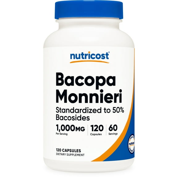 Nutricost Bacopa Monnieri 1,000mg, 120 Capsules (60 Servings) (Off-White)- Non-GMO Supplement