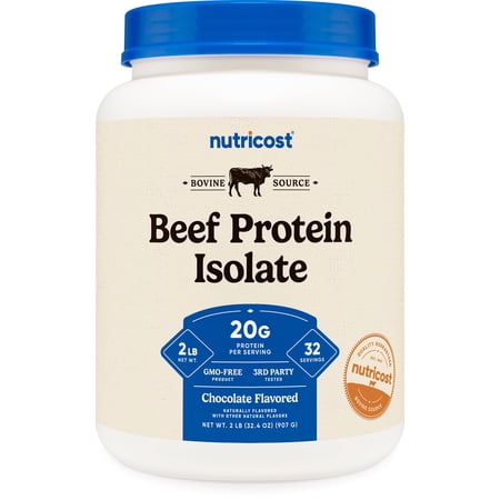 Nutricost Beef Protein Isolate Powder Chocolate (2 Pounds) - 20 Grams Protein Per Serving, GMO-Free + Gluten-Free