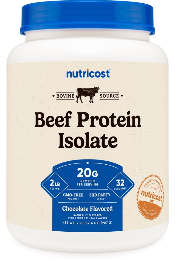 Beef Protein Isolate Powder Chocolate (2 Pounds) - 20 Grams Protein Per Serving, GMO-Free + Gluten-Free