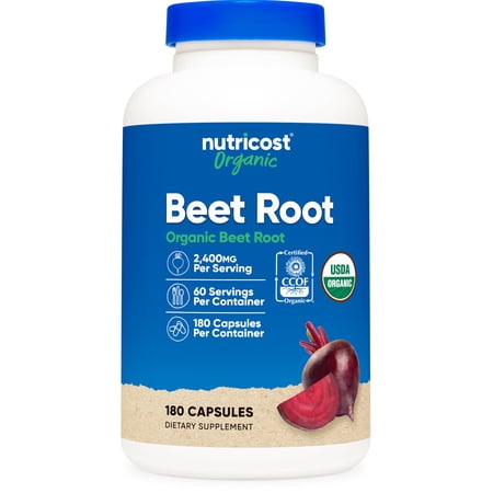 Nutricost Organic Beet Root 2400mg, 180 Capsules, Supplement, 60 Servings