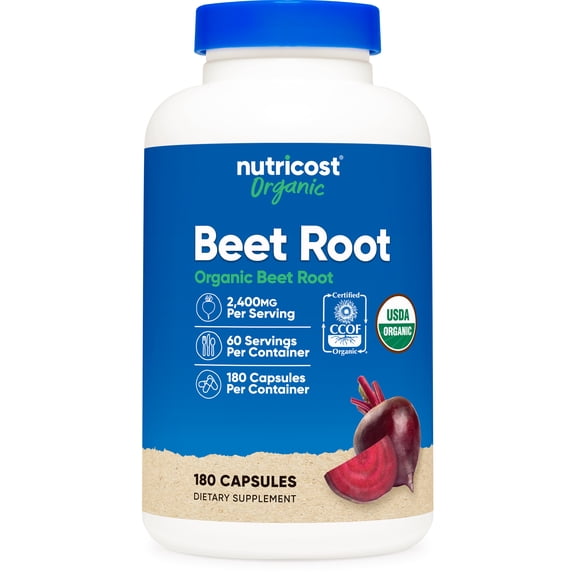 Nutricost Beet Root 2400mg, 180 Capsules - Supplement made with Organic Beet Root, 60 Servings