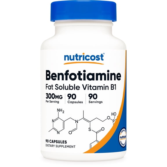 Nutricost Benfotiamine 300mg, 90 Capsules (White) - Gluten Free and Vegetarian Supplement