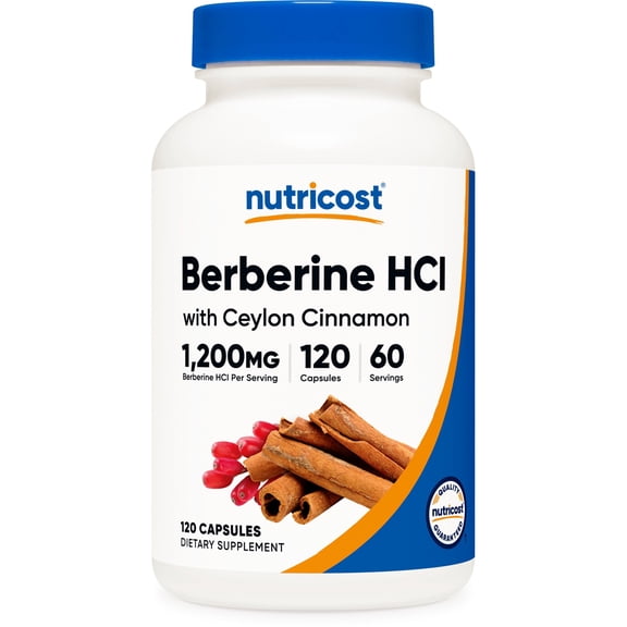 Nutricost Berberine HCl with Ceylon Cinnamon Capsules (120 Count) - Non-GMO, Animal-Free Product