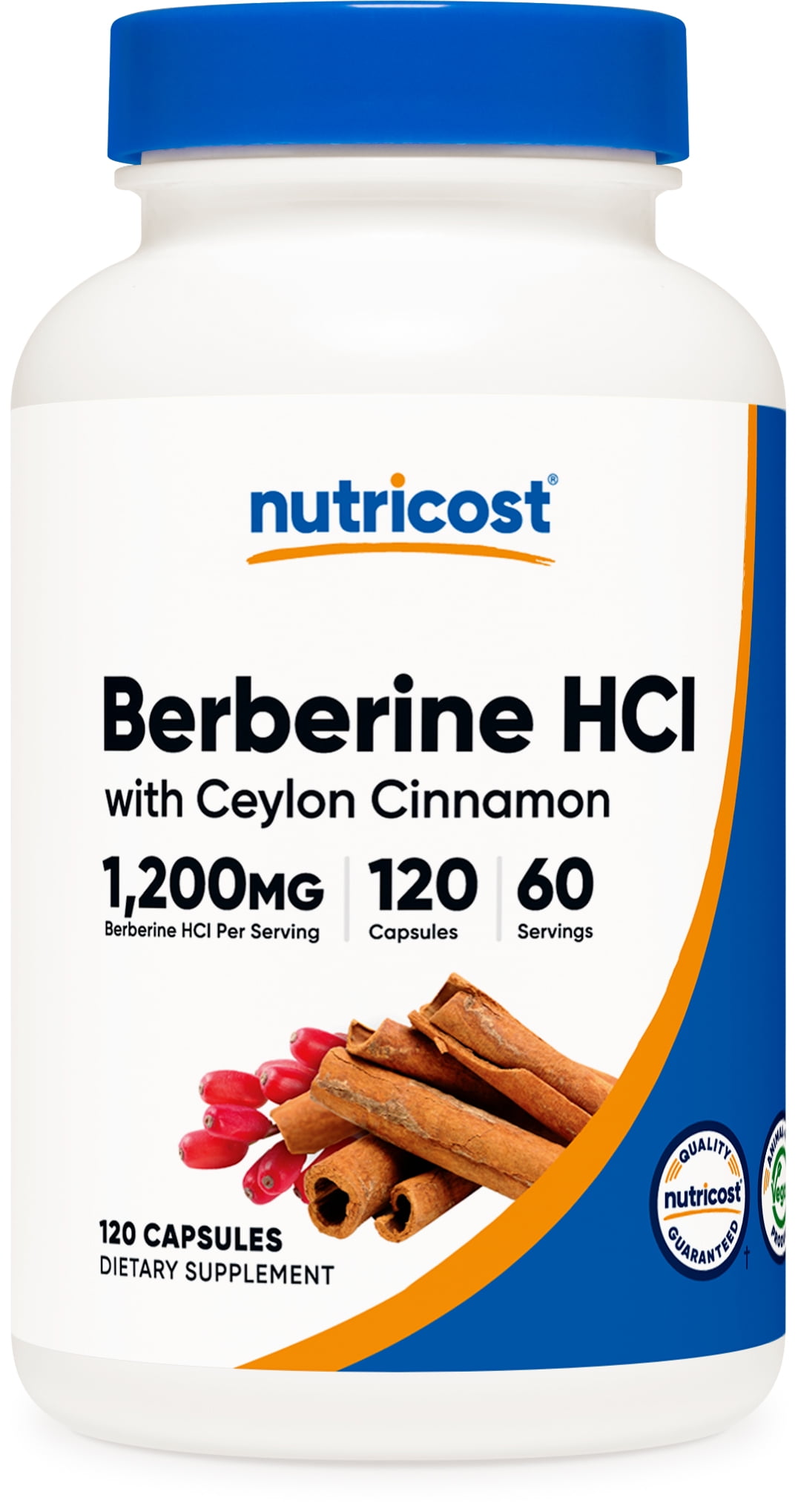 Nutricost Berberine HCl with Ceylon Cinnamon Capsules (120 Count) Non