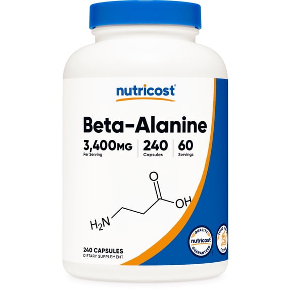 Nutricost Beta-Alanine Supplement Capsules 3400mg, 240 Capsules (60 Servings)