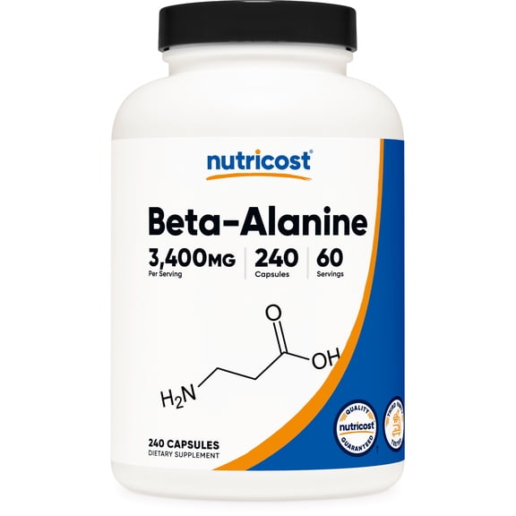 Nutricost Beta-Alanine Supplement Capsules 3400mg, 240 Capsules (60 Servings)