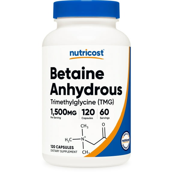 Nutricost Betaine Anhydrous Capsules 1500mg, 120 Capsules, 60 Servings - Health Supplement