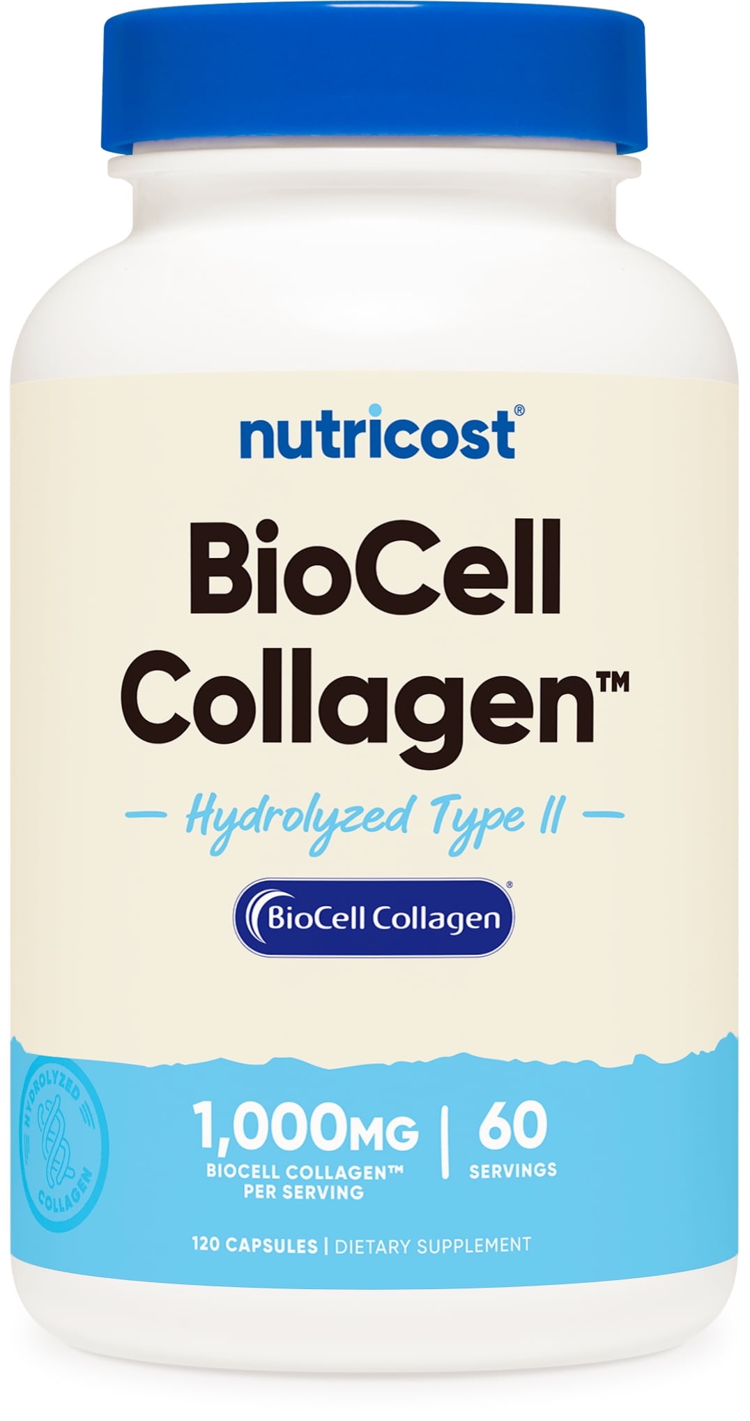 Nutricost BioCell Collagen (1,000mg) 120 Capsules - Hydrolyzed Type II Collagen Supplement, GMO-Free, Gluten-Free, 60 Servings