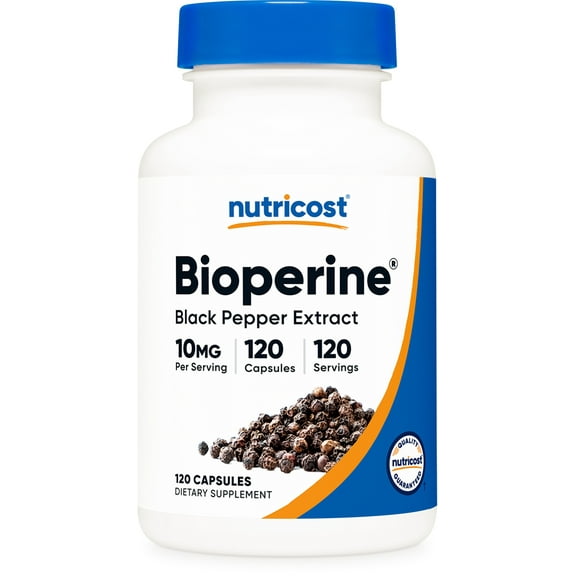 Nutricost Bioperine (Black Pepper Extract), 10mg Per Serving, 120 Capsules - Gluten-Free