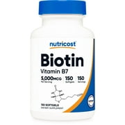 Nutricost Biotin (5,000mcg) Supplement 150 Softgels