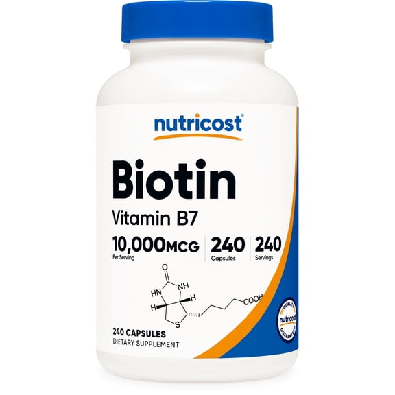 Nutricost Biotin (Vitamin B7) Supplement 10,000mcg (10mg), 240 Capsules