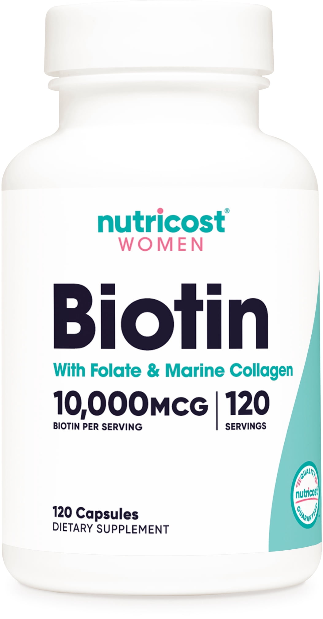 Nutricost Biotin for Women 10,000mcg 120 Capsules, with Folate & Collagen, Non-GMO Supplement