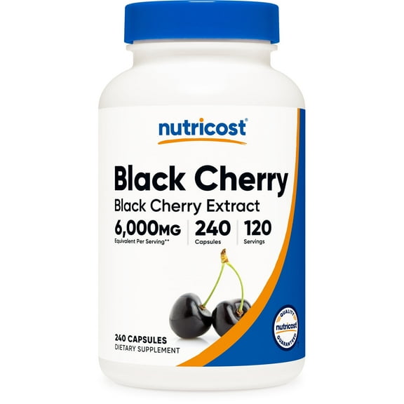 Nutricost Black Cherry Extract (6,000mg Equivalent) 240 Capsules - Vegan, GMO-Free, Gluten-Free, 120 Servings