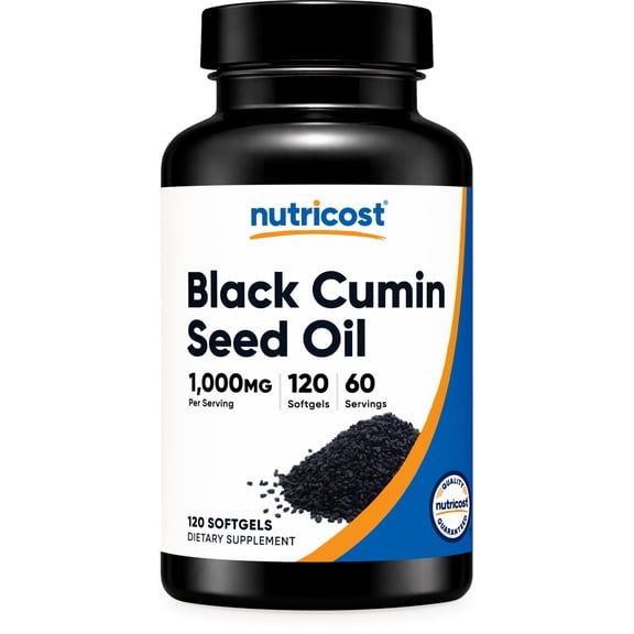 Nutricost Black Cumin Seed Oil Supplement - 120 Softgels, 1000mg per Serving, 60 Servings