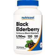 Nutricost Black Elderberry Vegetarian Capsules 575mg 120 Capsules - Gluten Free and Non-GMO Supplement
