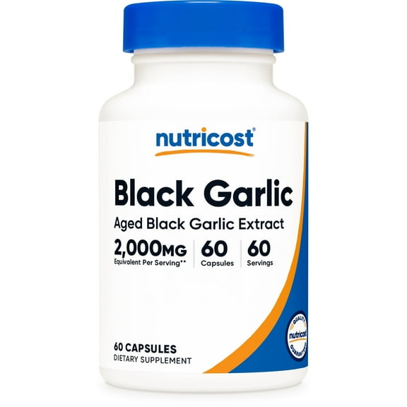 Nutricost Black Garlic (2,000 mg Equivalent) 60 Capsules - Aged Black Garlic Extract