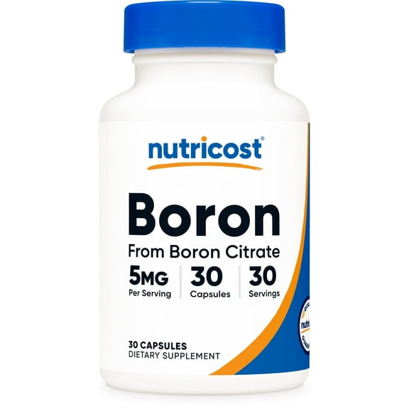 Nutricost Boron Capsules 5mg, 30 Vegetarian Capsules - Gluten Free and Non-GMO