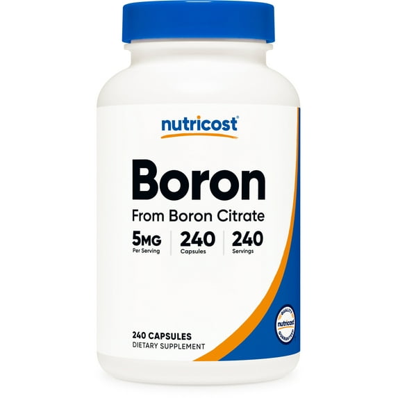Nutricost Boron Capsules 5mg per Serving (240 Vegetarian Capsules) - Non-GMO Supplement