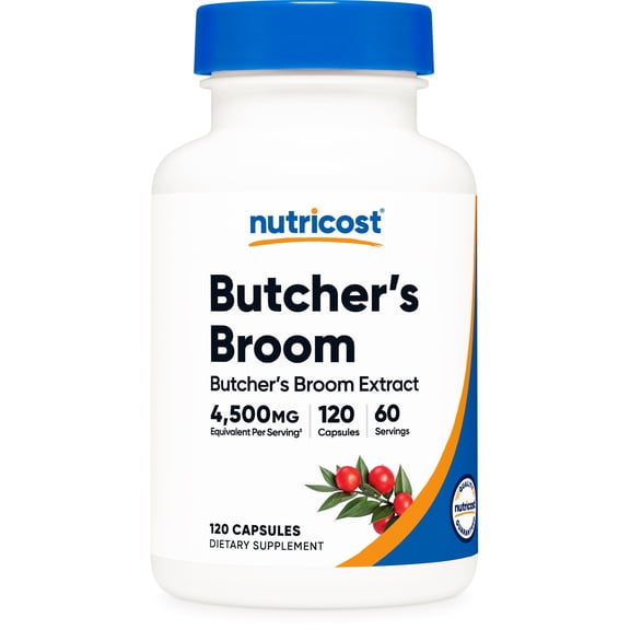 Nutricost Butcher's Broom Extract (4500 mg Equivalent) 120 Capsules - Gluten Free, 60 Servings