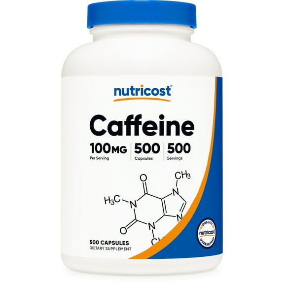 Nutricost Caffeine Capsules 100mg, 500 Capsules - Non-GMO, Gluten Free Supplement
