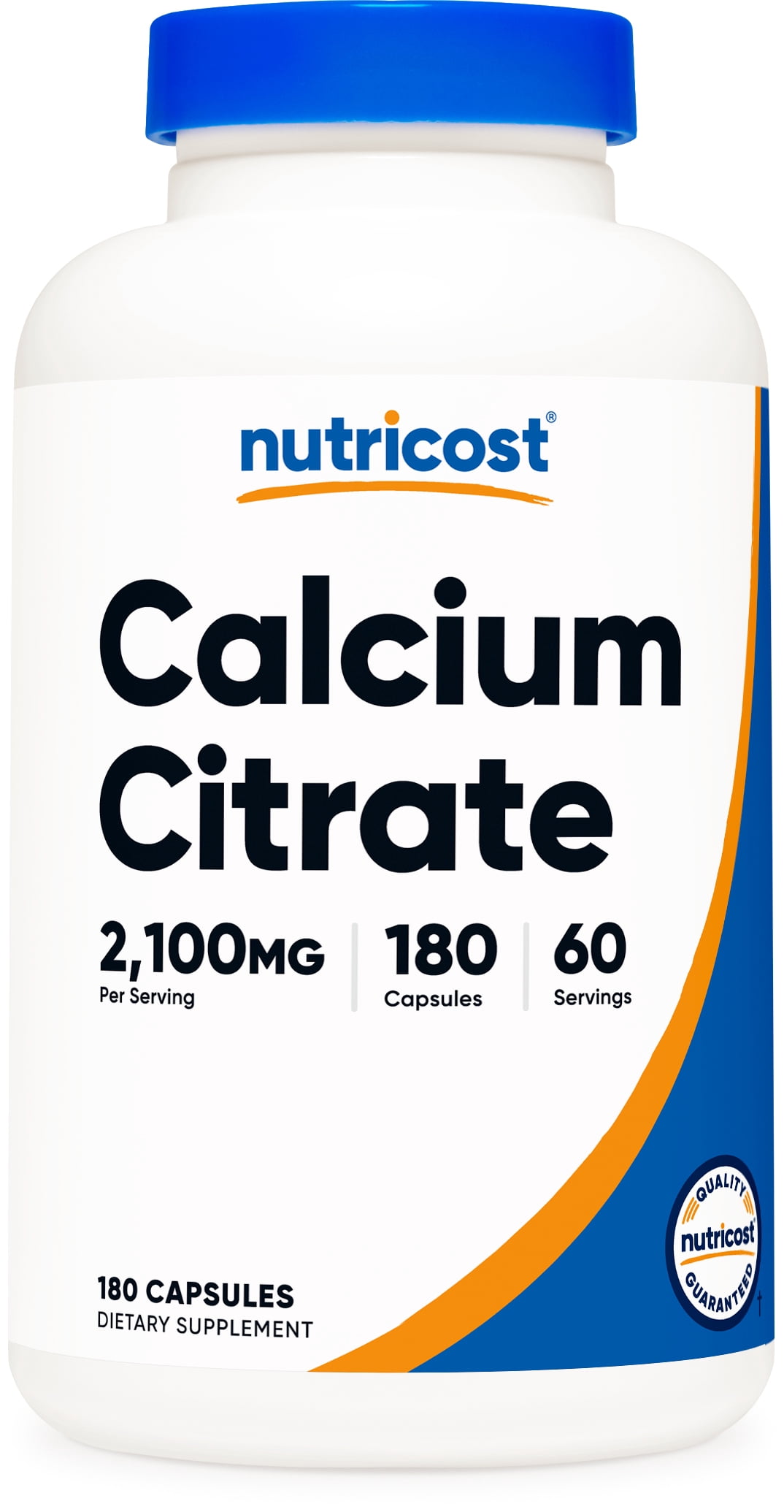 Nutricost Calcium Citrate (2,100mg) 180 Vegan Capsules - GMO-Free, Gluten-Free, 60 Servings