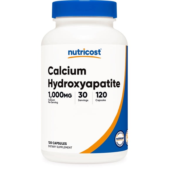 Nutricost Calcium Hydroxyapatite (1,000mg) 120 Capsules - GMO-Free, 30 Servings