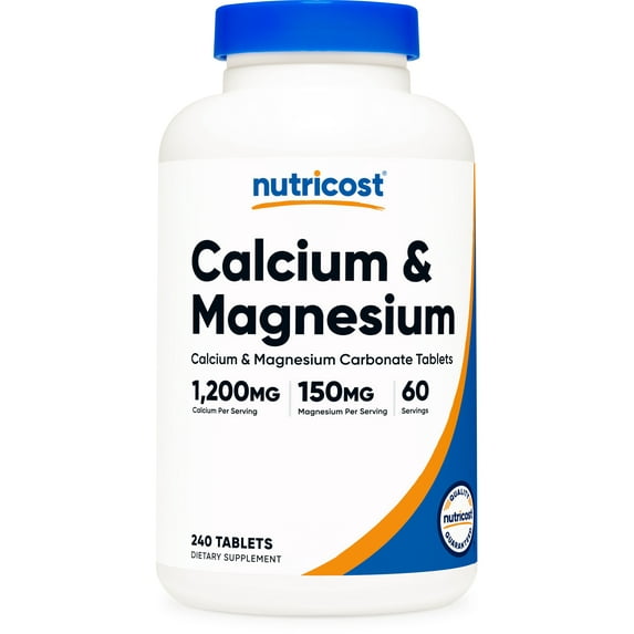 Nutricost Calcium & Magnesium Carbonate 240 Tablets- Gluten Free, Non-GMO Supplement