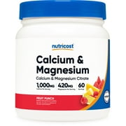 Nutricost Calcium Magnesium Powder Fruit Punch, 60 Servings - Bone Support, Non-GMO, Gluten Free from Calcium Citrate and Magnesium Citrate