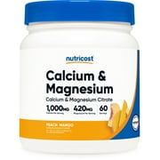 Nutricost Calcium Magnesium Powder Peach Mango, 60 Servings - Bone Support, Non-GMO, Gluten Free from Calcium Citrate and Magnesium Citrate