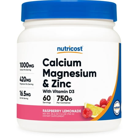 Nutricost Calcium Magnesium Zinc Supplement Powder, 60 Servings, Raspberry Lemonade Flavor