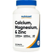 Nutricost Calcium, Magnesium & Zinc Tablets 180 Tablets, 60 Servings / 1,415 mg Mineral Blend Per Serving | Quality Vitamin/Mineral Supplement - Gluten Free, Non-GMO