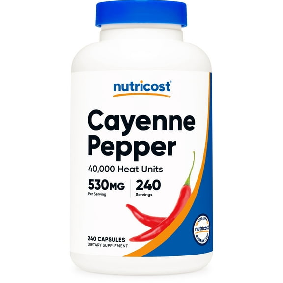 Nutricost Cayenne Pepper 530mg, 240 Capsules - Gluten Free, Non-GMO Supplement