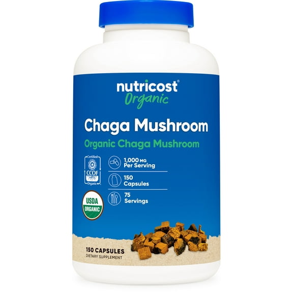 Nutricost Chaga Mushroom Capsules 1000mg, 75 Servings, 150 Capsules- Supplement