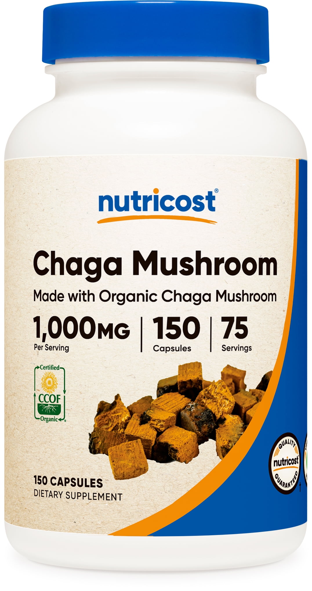 Nutricost Chaga Mushroom Capsules 1000mg, 75 Servings, 150 Capsules- Supplement