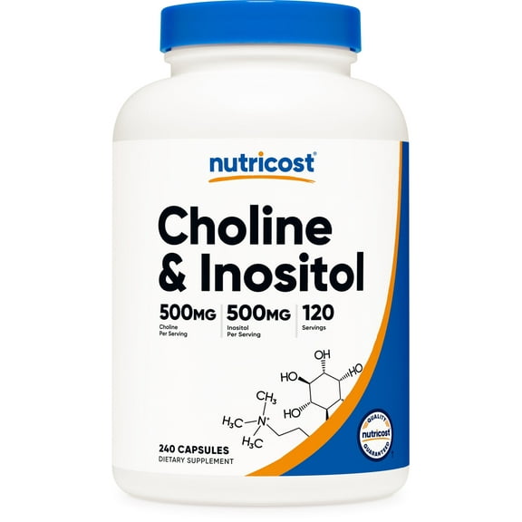 Nutricost Choline & Inositol Supplement (1,000mg) 240 Capsules - 500mg Choline, 500mg Inositol, GMO-Free, Gluten-Free, 120 Servings