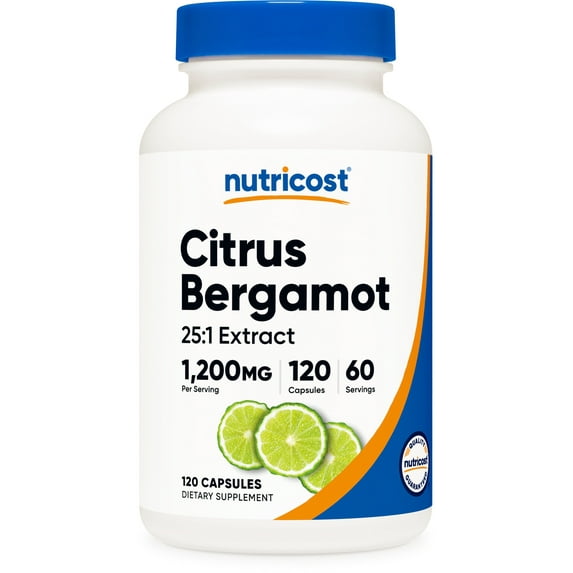 Nutricost Citrus Bergamot Capsules (120 Capsules, 60 Servings / 1,200 Mg Citrus Bergamot Extract Per Serving) | Potent 25:1 Extract - Gluten Free, Vegan Friendly & Non-GMO Supplement