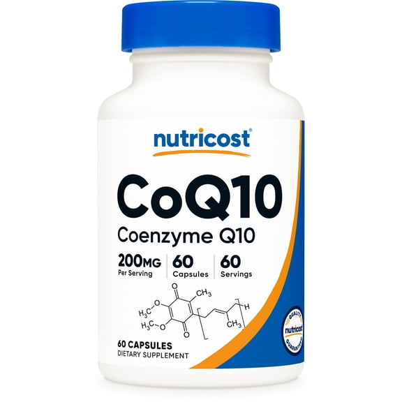 Nutricost CoQ10 200mg, 60 Vegetarian Capsules, 60 Servings - Non-GMO Supplement