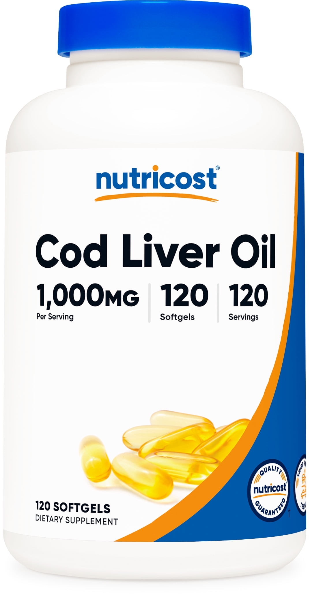 Nutricost Cod Liver Oil Capsules 1000mg, 120 Softgels - Non-GMO & Gluten Free