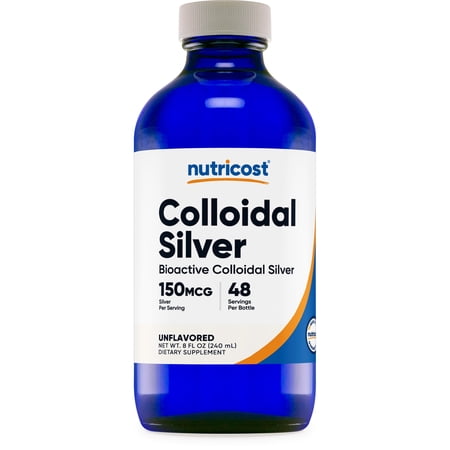 Nutricost Colloidal Silver 8oz 150MCG - Glass Bottles, Bio-Active Colloidal Silver Supplement
