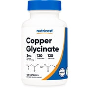 Nutricost Copper Glycinate Capsules 120 Capsules, 3MG Copper per Serving - Non GMO, Vegan