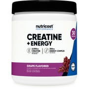 Nutricost Creatine + Energy 30 Servings Grape Flavored - 5,000mg Creatine Monohydrate + 350mg Energy Complex Per Serving