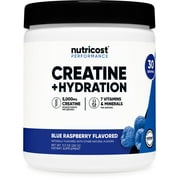 Nutricost Creatine Monohydrate + Hydration Blue Raspberry Flavored, 30 Servings, 7 Vitamins & Minerals - 5000mg of Creatine Per Serving