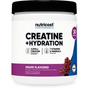 Nutricost Creatine Monohydrate + Hydration Grape Flavored, 30 Servings, 7 Vitamins & Minerals - 5000mg of Creatine Per Serving