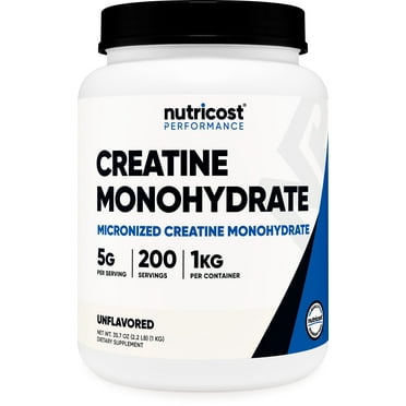 Nutricost Creatine Monohydrate Powder 1 kg (2.2LBS) Supplement- 200 Servings, Unflavored